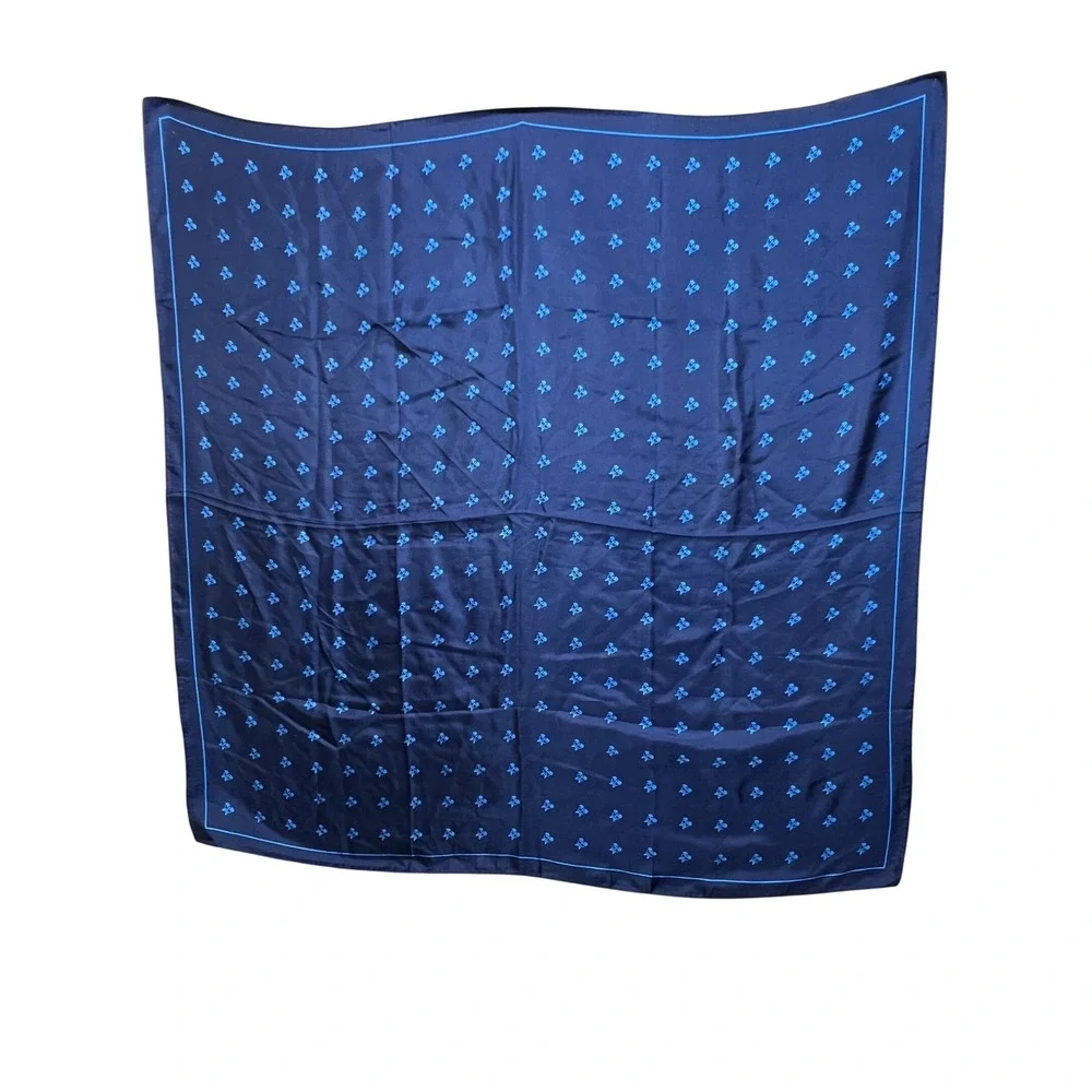 Unbranded Unisex Scarf 100% Silk  31x31 Navy Blue Square Wrap Neckwear